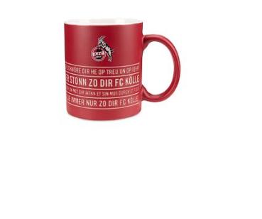 1. FC Köln - Tasse "Hymne" rot,  geprägt